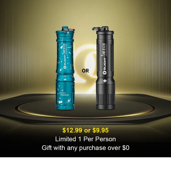 Olight Blue and Black I3E EOS Flashlights Side by Side with Keyring for Everyday Carry and Emergency Lighting