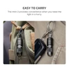 Compact Olight Imini 2 flashlight clipped to a backpack strap and attached to a keyring with car keys.