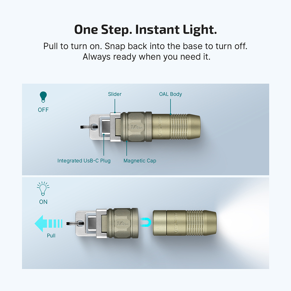 iUltra OAL Keychain Flashlight USBC Rechargeable 80 Lumens Tough
