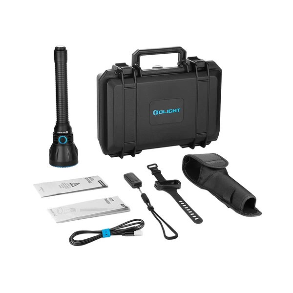 Olight Black Javelot Turbo 2 Flashlight Kit with Hard Carrying Case Holster and Charging Cable for Hunting and Search