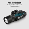 Olight weaponlight with fast installation, quickly attach and detach with a locking swing arm.