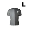 Two-tone gray t-shirt with "Rethink Light. Reimagine Style." logo, size L, on a white background.