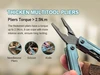 Nextool blue thicken multitool pliers showing torque specifications and close-ups of needle-nose pliers, scissor, and knife
