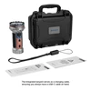 Olight patriotic Marauder Mini flashlight with hard carrying case, integrated lanyard charging cable, and user manual