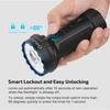 Olight Marauder Mini 2 Black Side View, held in hand, showing smart lockout and easy unlocking function