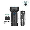 Olight Black Marauder Mini 2 flashlight with Oclip Ultra and U1 Pro knife, full view for outdoor use.