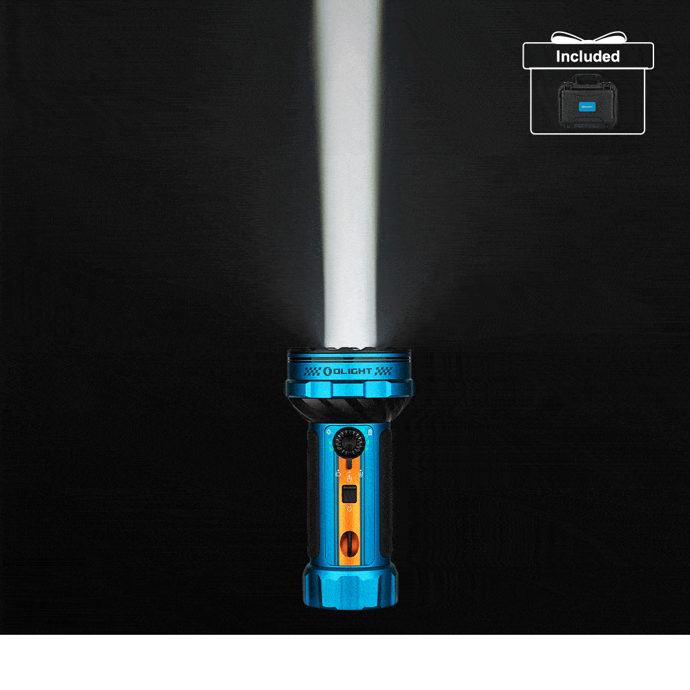 Olight Blue Marauder Mini 2 Flashlight with Bright Beam and Included Hard Case for Tactical and Outdoor Use