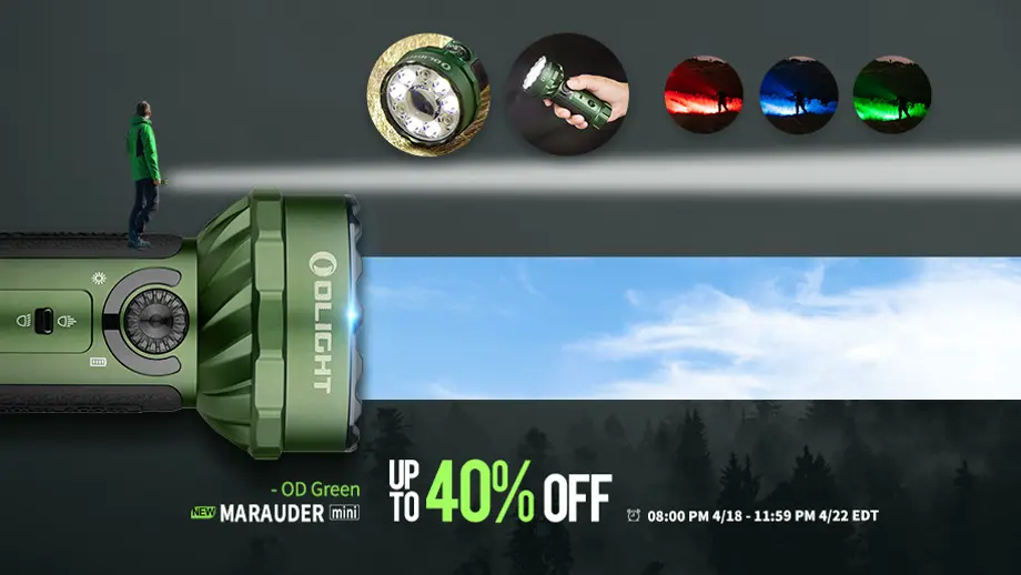 Marauder Mini High Lumen Flashlight with Flood, Throw, RGB-Finally in ODG [Giveaway]