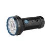 Olight Black Marauder Mini Flashlight Three-Quarter View with Blue Bezel and Rotary Knob for Search and Rescue