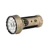 Olight Desert Tan Marauder Mini Flashlight Topographic Map Design Side View showing Multi LED Lens for Outdoor Search and Rescue