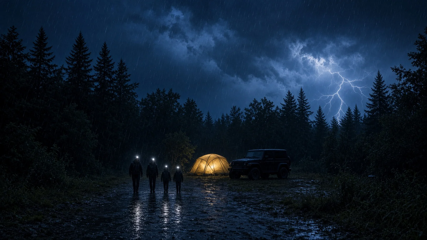 Best Emergency Light for Camping: A Storm at the Campsite at Night