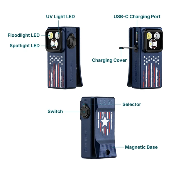 Oclip Ultra Clip-On EDC Light with Flood, Spot, and UV Modes