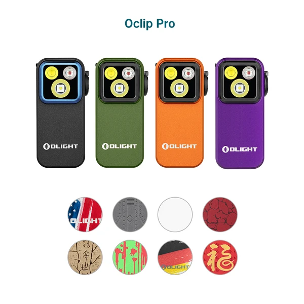 Olight Oclip Pro Clip Light Black Front View with Multiple Light Sources for Everyday Carry and Illumination