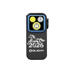 Olight black Oclip Pro, a front view of the light with three bulbs, a horse, and "2026" printed on the body for collection or daily use.