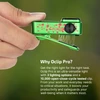 Olight Green Oclip Pro S Clip Light held by hand, showcasing 3 lighting options for everyday and critical situations.