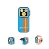 Olight Blue Oclip Pro front view with orange stripes, featuring multiple LED lights for versatile illumination and hands-free use.