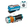 Olight Teal Orange Seeker 4 Pro flashlight with textured grip and Blue Oclip Pro magnetic clip light for versatile illumination