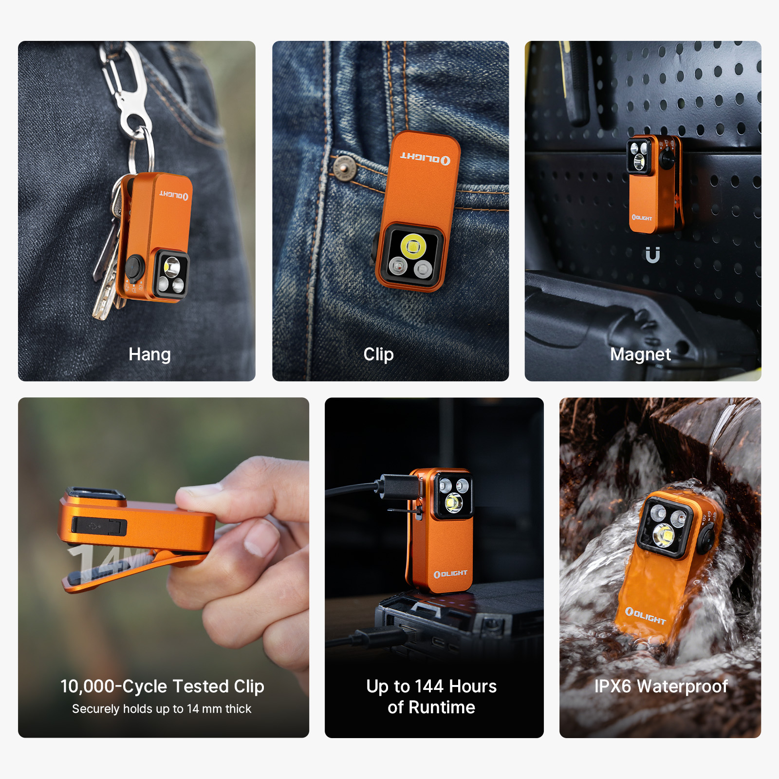 Olight Orange Oclip Pro S Multifunctional Mini Flashlight with Clip for Everyday Carry and Emergency Lighting