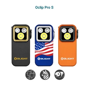 Olight Oclip Pro S with American Flag design, front view, for everyday carry and utility.