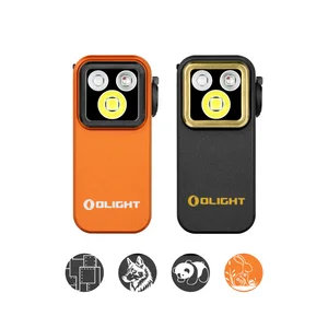 Olight Black Oclip Pro LED light and gold bezel for hands-free illumination