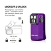 Olight Purple Oclip Pro S Close-up with Lockout-Unlock Instructions for First-time Use and Safety