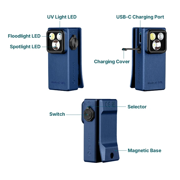 オーライト　olight Oclip Ultra OAL合金製 ネイビー Oclip Ultra EDC Light: 3-in-1 Flood, Spot & UV Modes
