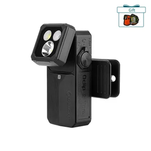 Olight Oclip 2 Ultra black clip-on EDC flashlight with adjustable rotating light head and side switch on white background