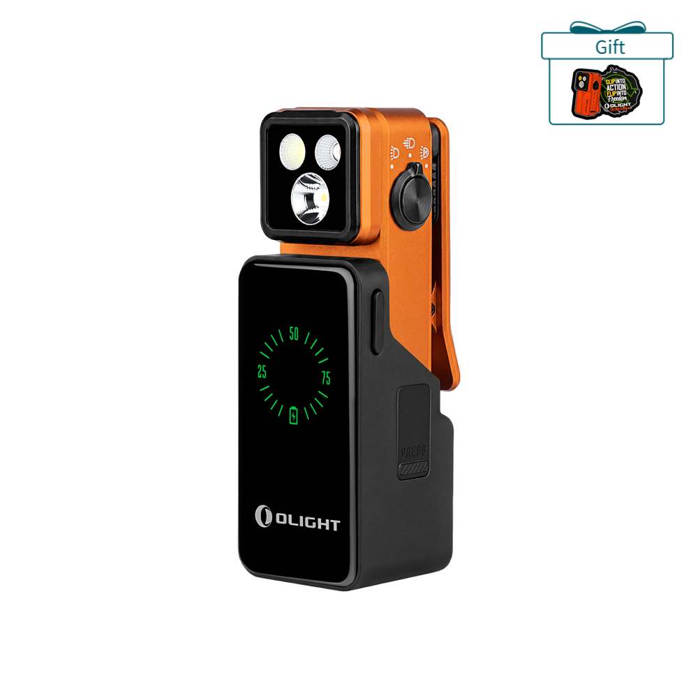Olight Orange Oclip Headlamp Band with Battery Level Indicator and Clip for Hands-Free Outdoor Lighting