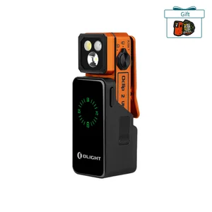 Olight Orange Oclip 2 Clip-On Light in Black Charging Case with LED Battery Indicator for Hands-Free Outdoor Use