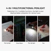4-in-1 multifunctional red penlight showcasing pen tip light, green laser beam, pen clip light, and writing pen functions