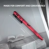 Red tactical penlight with laser pointer measuring 6.10 inches in length shown with textured grip and pocket clip
