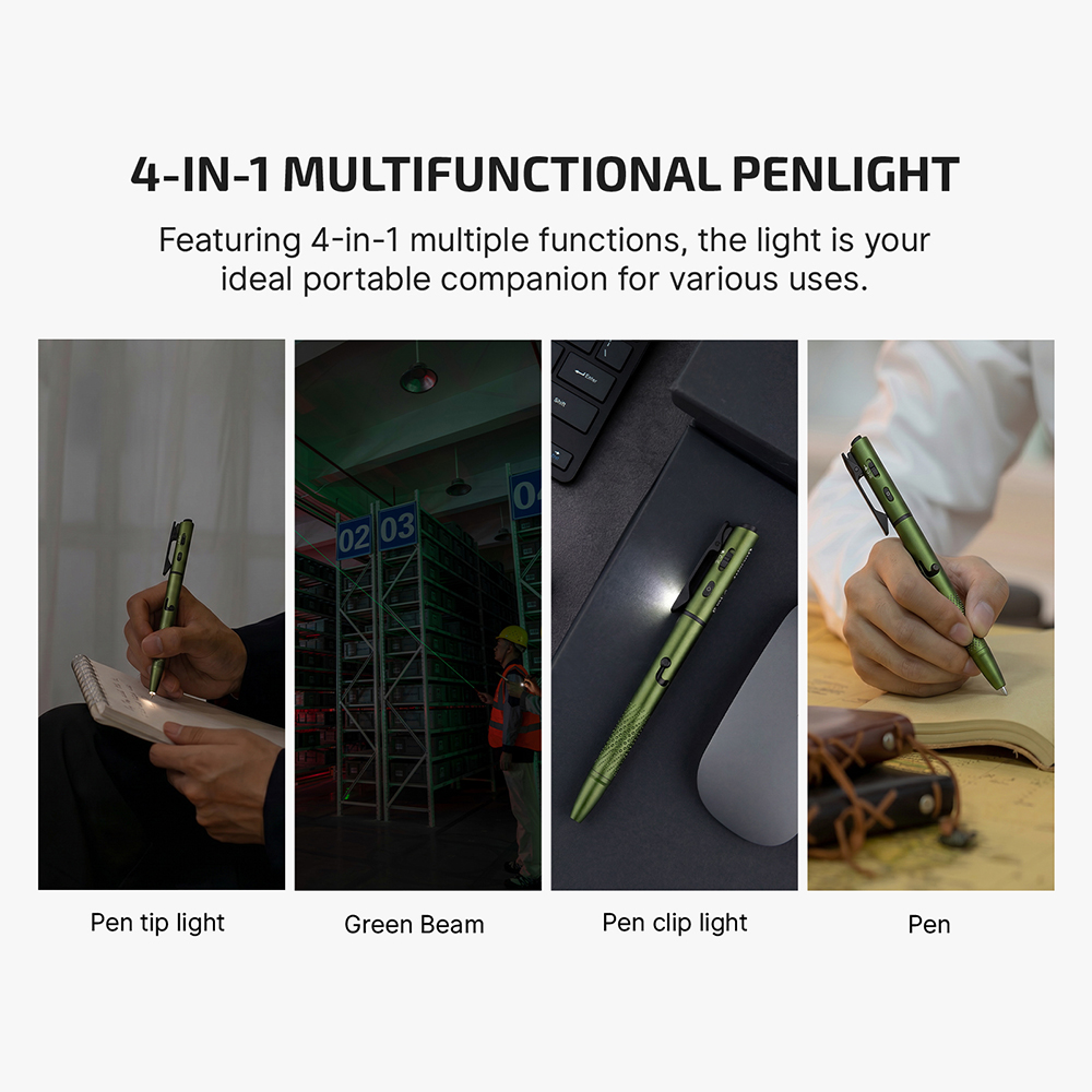 O'Pen 3 Penlight Oclip Pro S Clip Light Bundle 120LM Green Laser