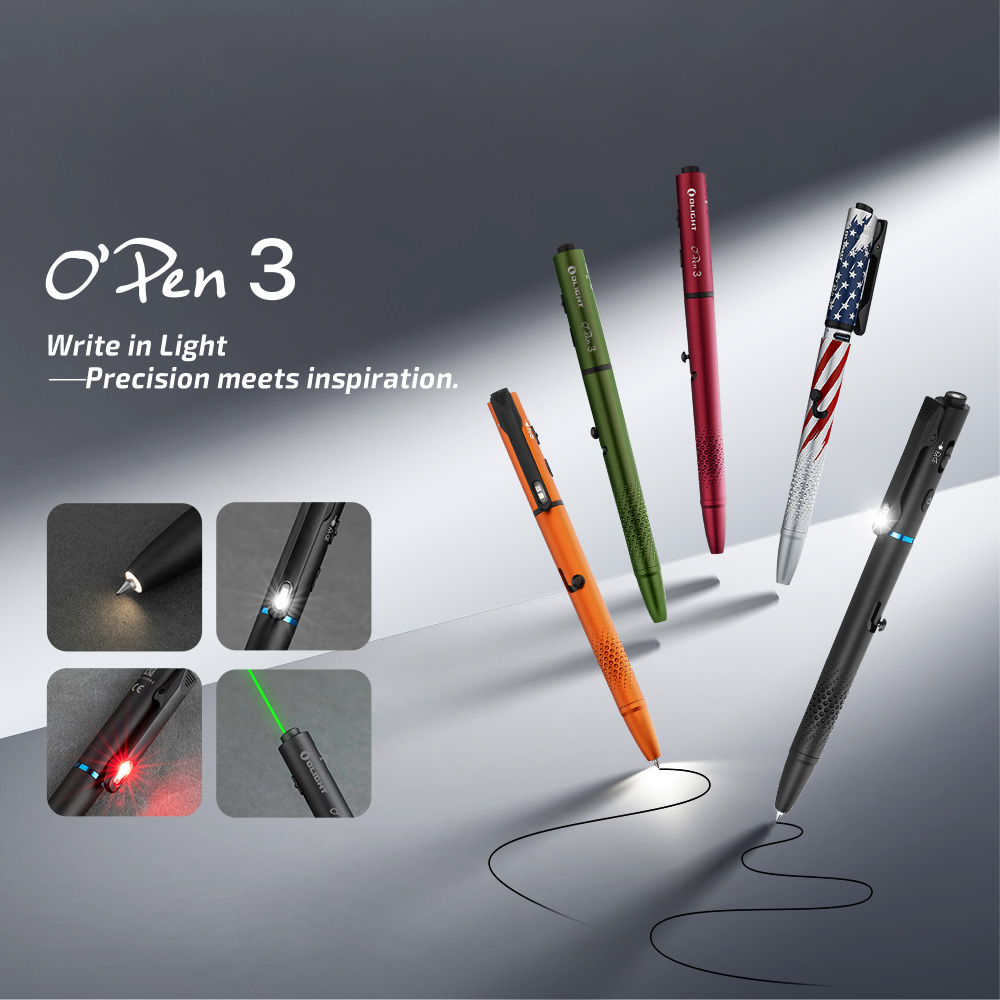 O'Pen 3 Penlight Oclip Pro S Clip Light Bundle 120LM Green Laser