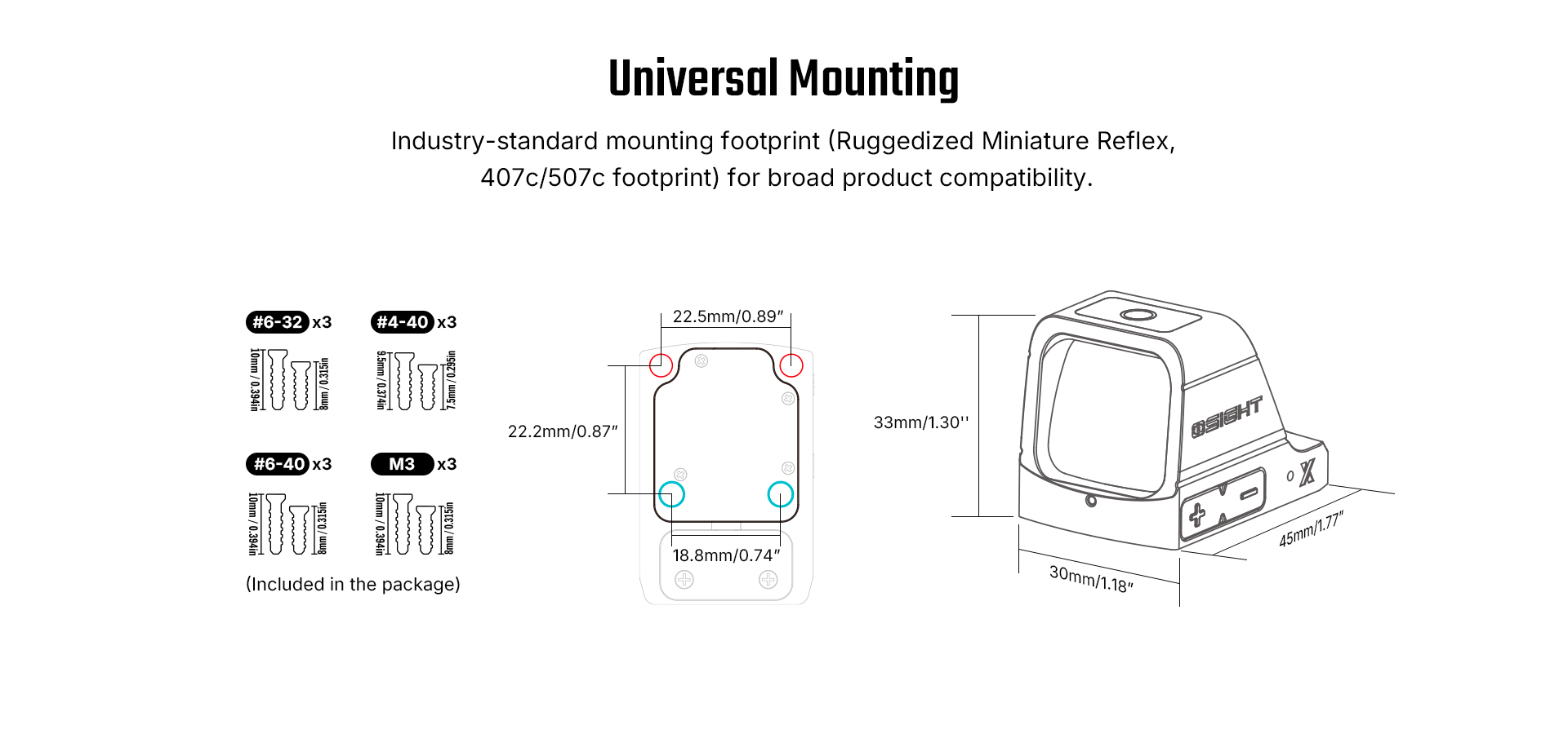 Osight X 3 MOA Dot & Circle with Magnetic Charging Cover