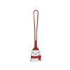 White snowman holiday ornament with a red hat, scarf, and hanging loop.