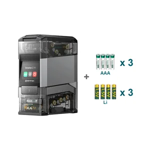 Olight Black Ostation 2 Pro with AAA and AA batteries shown for charging and storage solutions