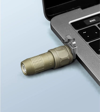 Olight IUltra Olive Green Keychain Flashlight – 80 Lumens, USB-C Rechargeable