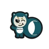 Olight brand mascot patch, cute teal squirrel with a wink, thumbs up, and large tail, white background
