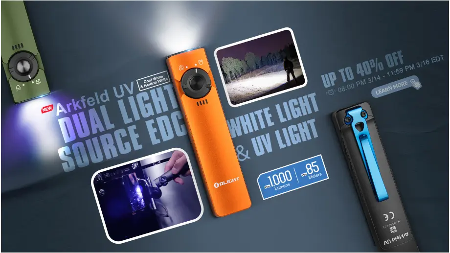 The Arkfeld UV: Dual Light Source EDC Flashlight