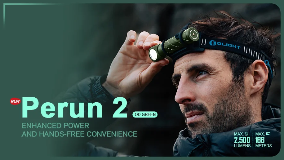 Olight Perun 2 Rechargeable Headlamp in OD Green