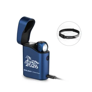 Olight Blue Perun 3 Mini Headlamp with Charging Case and Headband for Hands-free Illumination and Portable Power
