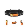 Olight Orange Perun 3 Mini Headlamp with a Black Headband for hands-free illumination and versatile use.
