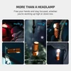 Olight Orange Perun 3 Mini Multi-functional Headlamp used for magnetic mounting, hanging, or clipping for hands-free illumination.