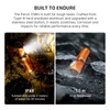 Olight Orange Perun 3 Mini LED flashlight submerged in water, highlighting its IPX8 waterproof rating for outdoor use.