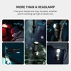 Olight Perun 3 Mini Headlamp showcasing magnetic, clip, and hang functions for hands-free use.