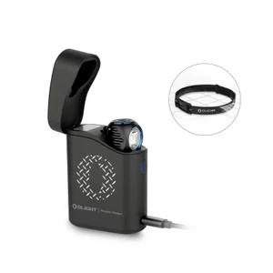 Olight Black Perun 3 Mini Headlamp in Charging Case with Headband for Hands-Free Illumination and Convenient Recharging