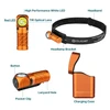 Olight Orange PERUN 3 MINI Headlamp with White and Red LEDs, Charging Case, and Headband for Outdoor Activities