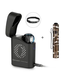 Olight Perun 3 Mini Headlamp and Wireless Charger with i3T EOS Camouflage Flashlight for Everyday Carry