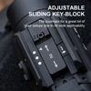 Adjustable sliding key-block, firearm accessory, optic mount, tactical gear component, rail mount, weapon customization.
