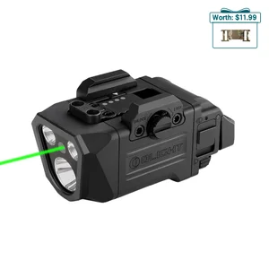 Olight Black Osight R Weapon Light Side View with Green Laser Beam for Tactical and Home Defense Use